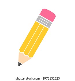 Yellow pencil vector Concept of back to school. Isolated on white background.