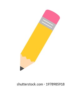 Yellow pencil vector Concept of back to school. Isolated on white background.