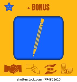 yellow Pencil vector icon.Flat design style