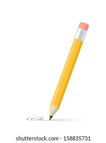 Yellow pencil. Vector illustration.