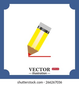 yellow pencil, web icon. vector design
