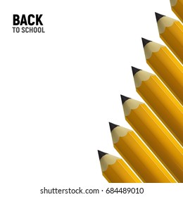 Yellow pencils border isolated on white background. Education and creativity concept.