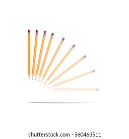 Yellow pencils isolated on white background.Close up.