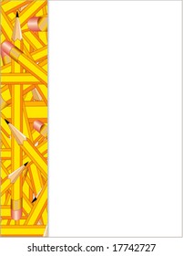 Yellow Pencils Side Frame with copy space for announcements, posters, stationery, scrapbooks, fliers, back to school, home and office. EPS8 compatible.