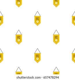 Yellow pennant with soccer ball pattern seamless background in flat style repeat vector illustration