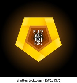 Yellow pentagon shape on dark background 