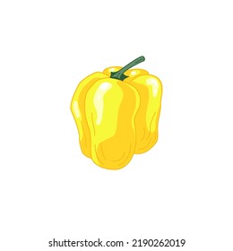 Yellow pepper in cartoon style with stroke isolated on the white background