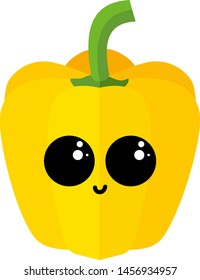 Pimienta amarilla con ojos, ilustración, vector sobre fondo blanco