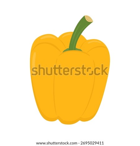 Yellow pepper, fresh sweet vegetable icon. Bell pepper ripe yellow paprika. Organic natural food isolated on white background. Bulgarian veggie, healthy agriculture crop. Flat vector illustration