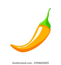 A yellow pepper with a green stem