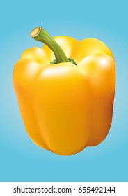 Yellow pepper on blue background.