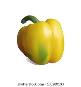 Yellow pepper on a white background. Photo-realistic vector