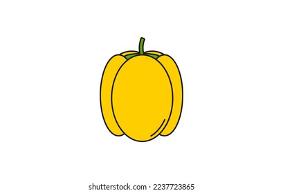 Yellow pepper. Paprika flat design vector illustration isolated on white background. Vegetarian food. Healthy diet. Vector illustration design.