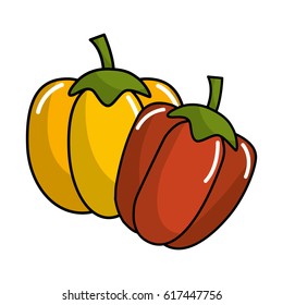 yellow pepper and red pepper vegetable icon