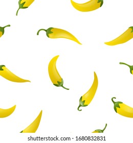 Yellow pepper seamless pattern. peppers spicy vegetable on a white background .Vegetarian food