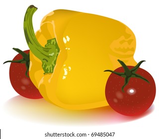 Yellow pepper and tomato cherry