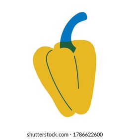 Yellow pepper vector abstract illustration. Cartoon flat vegetables. Cooking ingredients modern illustration. Can be use for restaurants menu, cover, packaging.