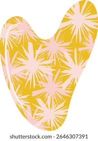 Frasco de perfume amarelo com um desenho de coração isolado no fundo branco. Fragrância romântica para o dia dos namorados e ocasiões especiais.