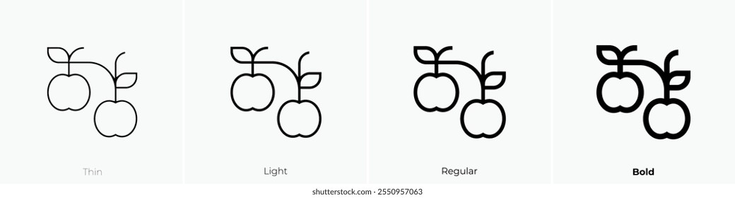 yellow persimmon icon. Thin, Light Regular And Bold style design isolated on white background