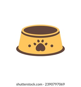 Yellow Pet Bowl Vector Illustration