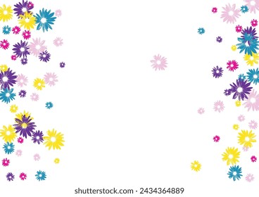 Yellow Petal Background White Vector. Gerbera Flowering Period Tile. Pink Flower Retro. Factory Backdrop. Decoration Color Chamomile.