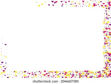 Yellow Petals Heart Backdrop. Red Pleasure Texture. Pink Round Pattern. Rose Border Wallpaper. Card Illustration.