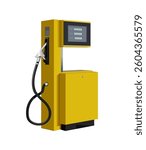 Yellow petrol pump isolated on white background. Vector realistic 3d illustration