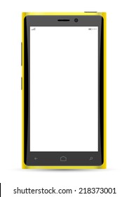 Yellow phone mockup. Vector illustration realistic object isolated. Can use for printing, website, apps element. background for application mockups.