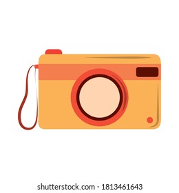 cámara fotográfica amarilla digital de imagen plana de tipo vectorial