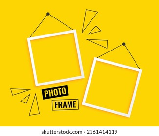 yellow photo frames background design