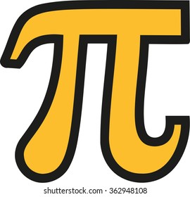 Yellow Pi Symbol With Black Outline