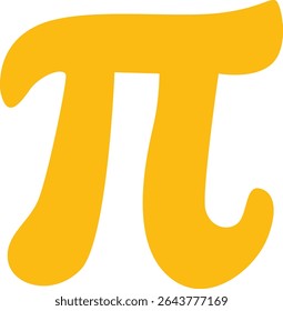Um símbolo pi amarelo ilustração vetorial representando a constante matemática, muitas vezes usado em geometria e fórmulas para educação e ciência visuais.