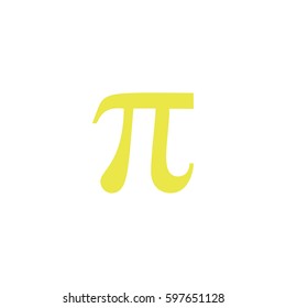Yellow Pi vector icon. 