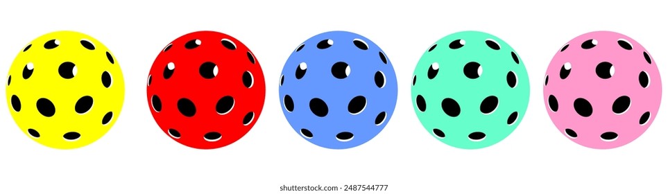 Yellow pickleball with holes. Close-up png transparent 3d rendering.