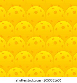 Yellow pickleballs seamless patter. Vector illustration 