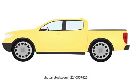 Yellow  pick-up car. vector illustration