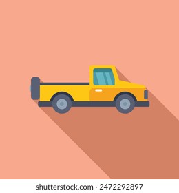 Yellow pickup truck transporting cargo with a spare tire