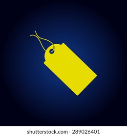 Yellow Pictograph of tag on a blue background