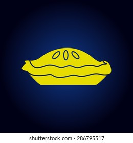 Yellow Pie icon on a blue background