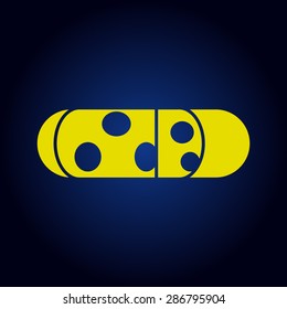 Yellow Piece of cheese isolated on a blue background