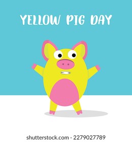 día de cerdo amarillo. Diseño adecuado para carteles y pancartas de tarjetas de felicitación