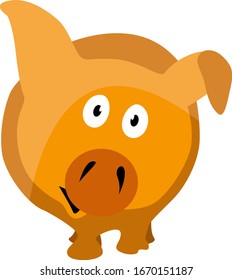 Yellow pig, illustration, vector on white background.