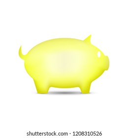 Yellow pig on a white background, vector
