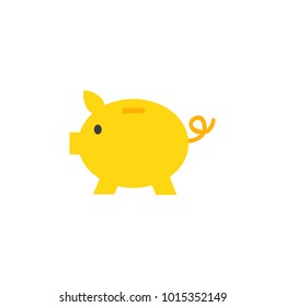 Yellow piggy bank solid icon style.