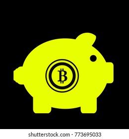 yellow piggy bank vector design