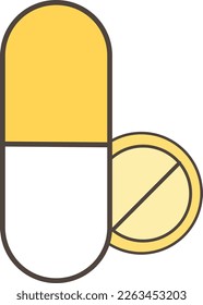 icono de la píldora amarilla y la cápsula