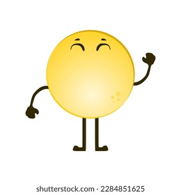Yellow pill medicine cute character, kawaii mascot vector illustration in trendy style. Editable graphic resources for many purposes. 