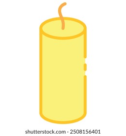 Yellow pillar candle with a single wick, simplistic design.