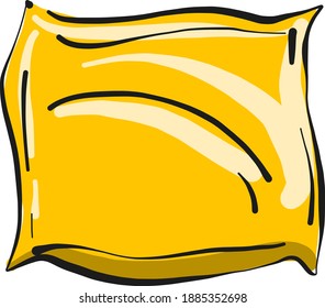 Yellow pillow , illustration, vector on white background