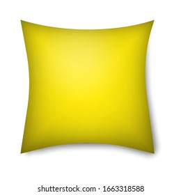 Yellow pillow mockup icon isolated on white background. Vector illustration design for blank cushion case mockup icon. Cover template. Clean empty pillow for relaxation, sleeping on bed sofa.